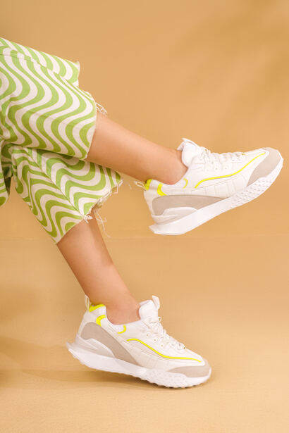 Roxie Beyaz Sarı Sneakers Spor Ayakkabı