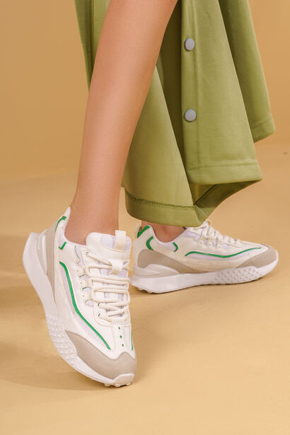 Roxie Beyaz Yeşil Sneakers Spor Ayakkabı