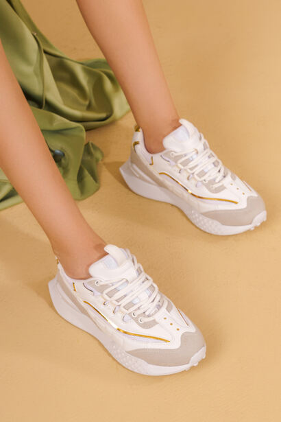 Roxie Beyaz Gold Sneakers Spor Ayakkabı