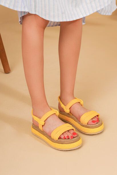 Lacy Sarı Halat Sandalet